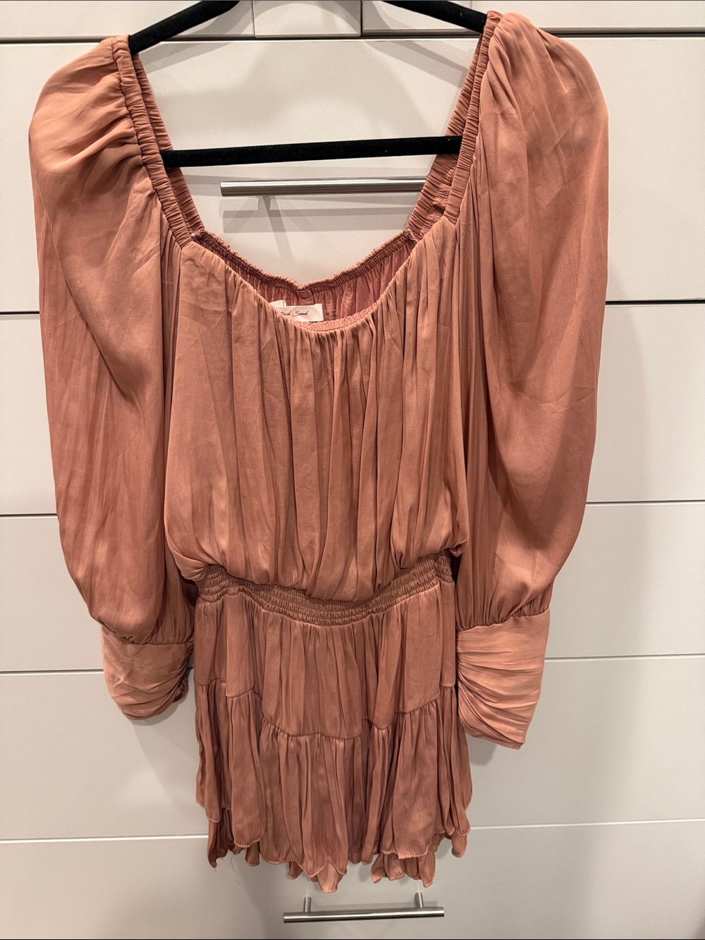 Mustard Seed Dusty Rose Tiered Peasant Mini Dress